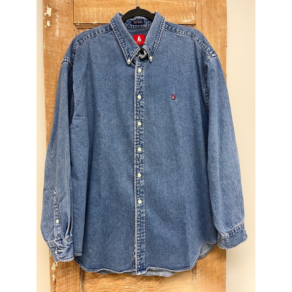 Norsport Denim Shirt XL Nautical Rugged 90s Outdoors Indie Granola Preppy Dad
